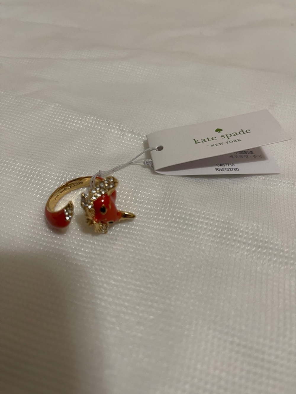 Kate Spade fox ring size 8 adjustable NWT